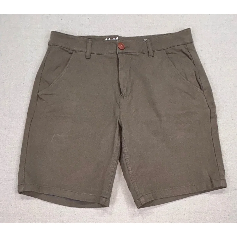 Mugsy Jeans Olive Shorts Mens 32 Dark Khaki Chino Stretch Casual Vacation Wear